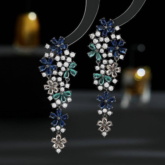 Lucky Star Jewelry Blumenohrringe, Silber, Zirkonia, Damen - Bild 1