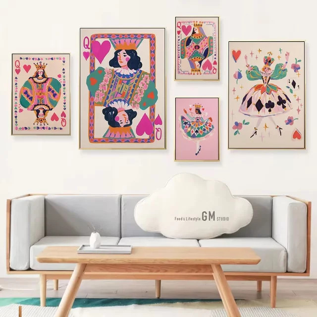 Potdemiel Kunstposter Königin der Herzen in bunt im minimalistischen Design - Bild 1