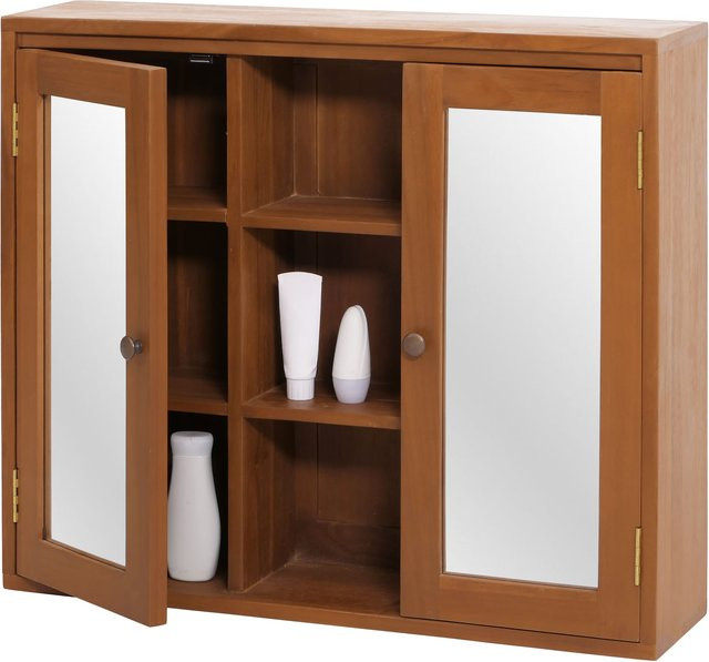 MCW Badspiegelschrank aus Teakholz in Braun, B/T/H: 70 x 20 x 80 cm - Bild 1