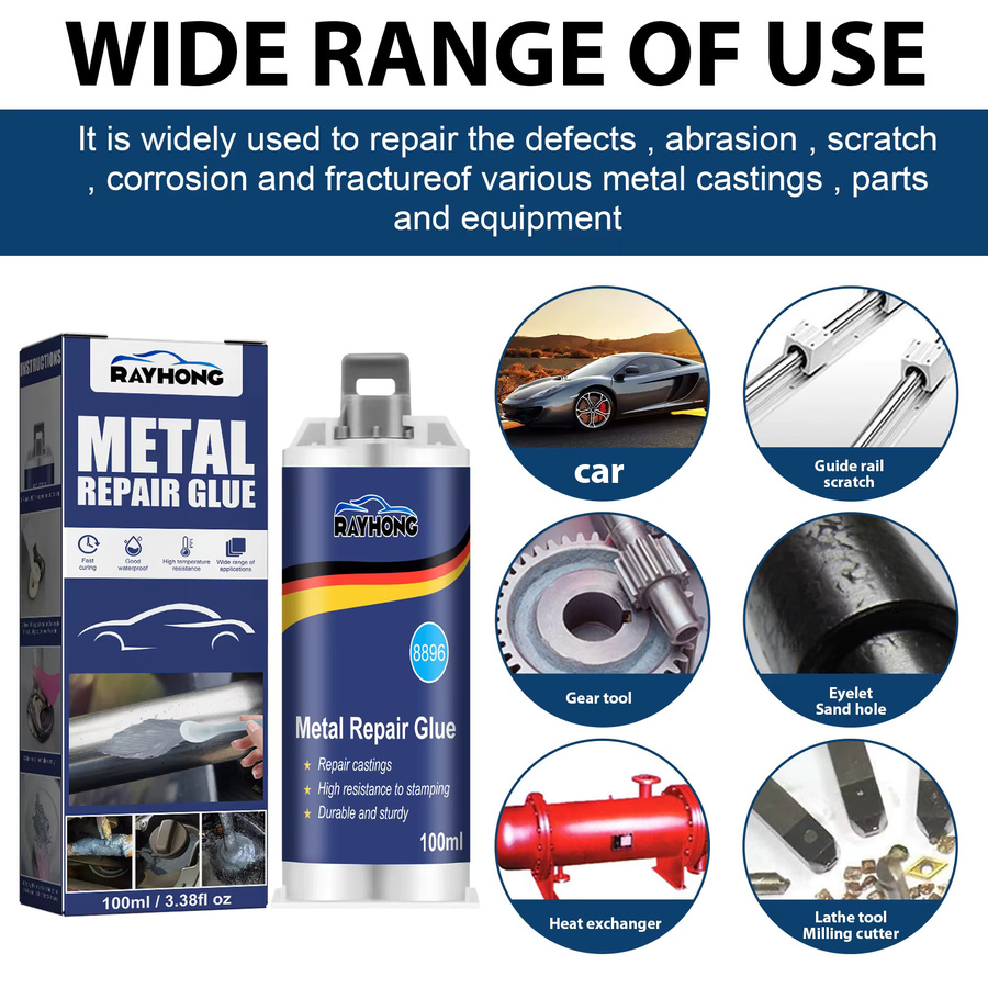RayHong AB-Gusskleber aus Metall 100 ml Hochfeste Reparatur-Kaltschweiß-Zementfüllpaste für Metall Kunststoff Holz Stein und Gips - Bild 2