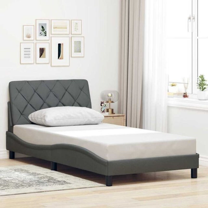 Polsterbett vidaxl in Anthrazit und Grau aus Metall und Holzwerkstoff, B/T: 100 x 200 cm - Bild 1