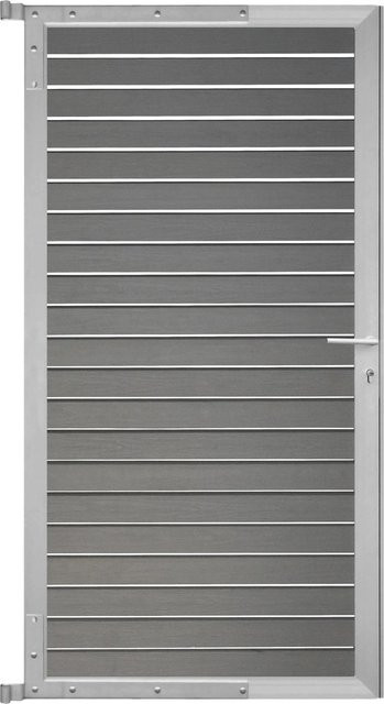 GartenLand Steckzauntor Rhombus Kopenhagen aus WPC und Aluminium in Schiefergrau und Silber, B: 90 cm, H: 175 cm - Bild 1