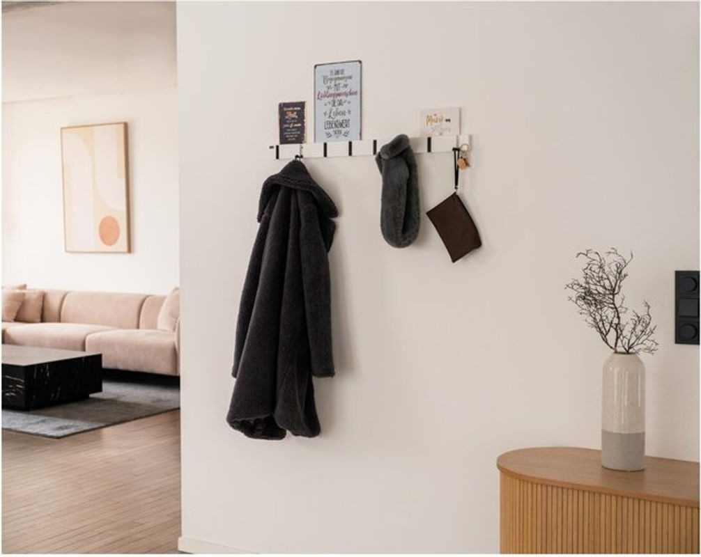 HOME DELUXE Wandgarderobe HOOK mit 8 Haken und Magneten in Weiß - Bild 1