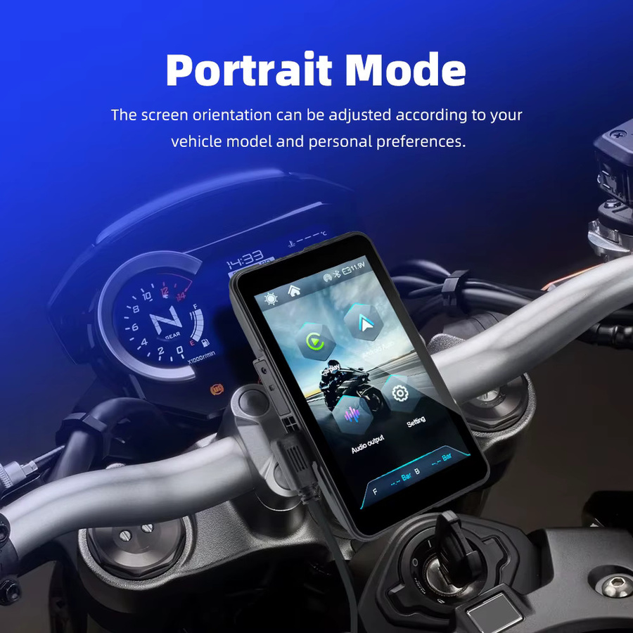 EKIY Drehbarer Motorrad-Bildschirm mit Android und Apple CarPlay, wasserdichtes Navigations-Display in Schwarz, 12,7 cm - Bild 2