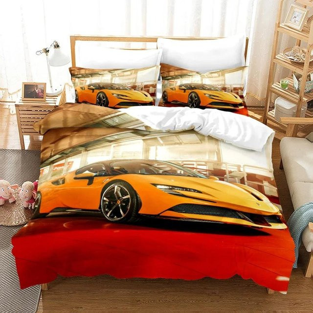 Binchi Outdoor Product Luxus Bettwäsche Set Sportwagen Design in Orange aus Mikrofaser B/H: 264 x 228 cm - Bild 1