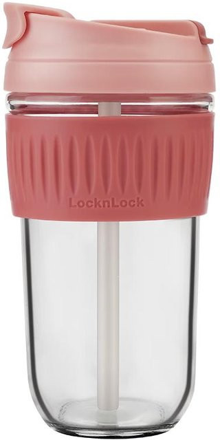 LOCK&LOCK Doppel-Getränkebecher Tumbler mit Strohhalm, Braun, 500 ml - Bild 1