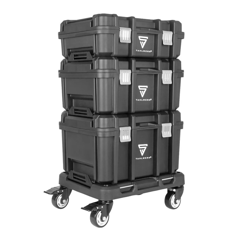 STAHLWERK Mobiler Werkzeugtrolley mit 3 Systemboxen und Lenkrollen in Anthrazit und Schwarz - Bild 2
