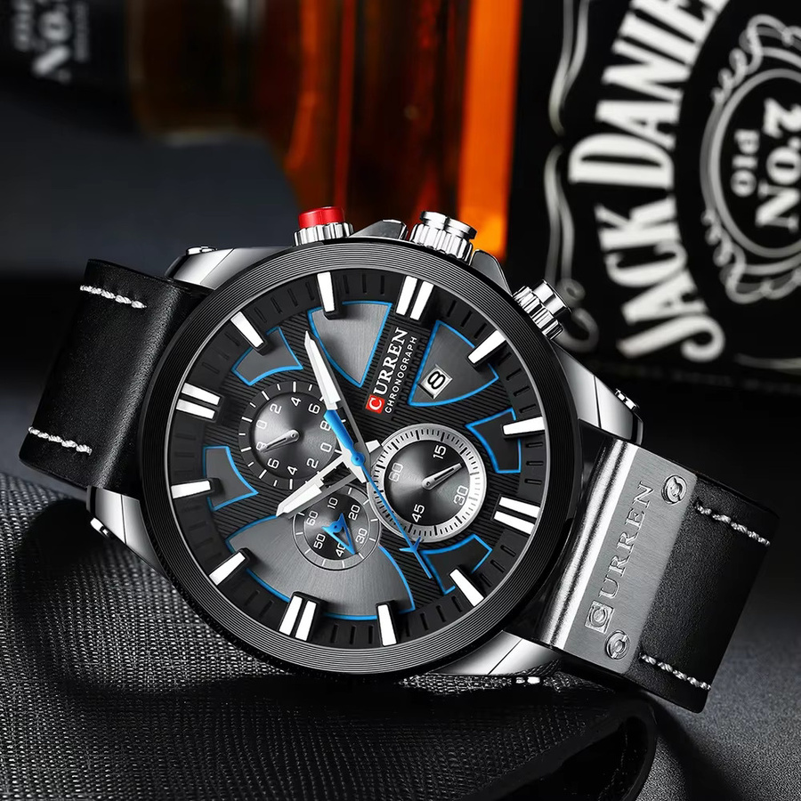 CURREN Chronograph, Quarz, Leder, Silber, Herren - Bild 3
