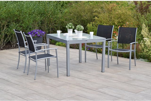 Merxx Milano Gartenmöbel Set 5-tlg. mit ausziehbarem Gartentisch in Schwarz - Bild 1