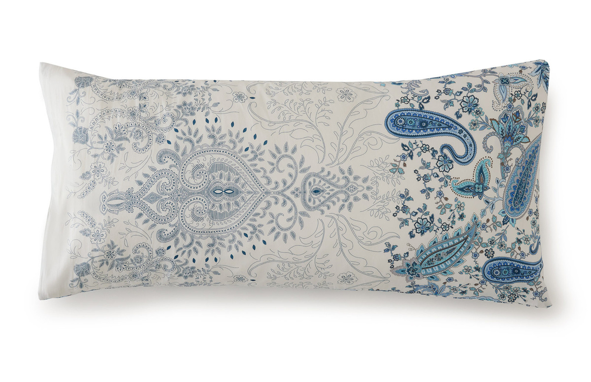 Bassetti Satin Kissenhülle Monnalisa in Himmelblau und Weiß mit floralem Design, B/H: 40 x 40 cm - Bild 1