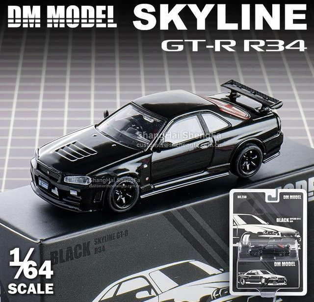 DCTDmmodel Nissan Skyline Gt-R R34, Legierungs-Druckgussmodell, 1:64, schwarz, ab 14 Jahren - Bild 1