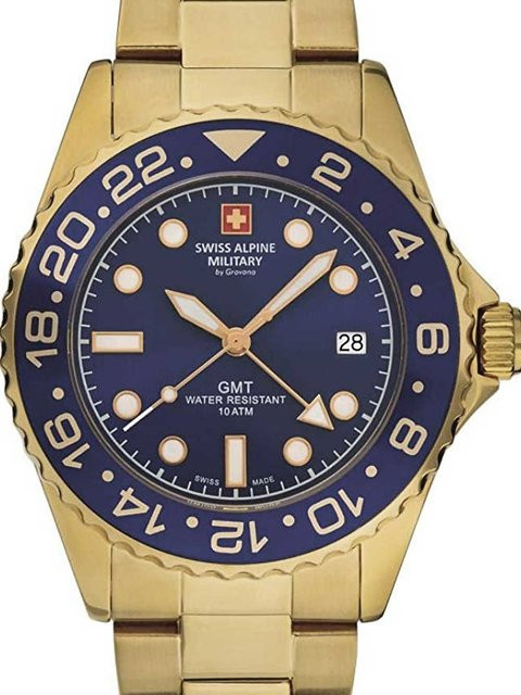 Swiss Alpine Military Herrenuhr, GMT Diver, Quarz, Edelstahl, 42 mm, 10 ATM - Bild 1