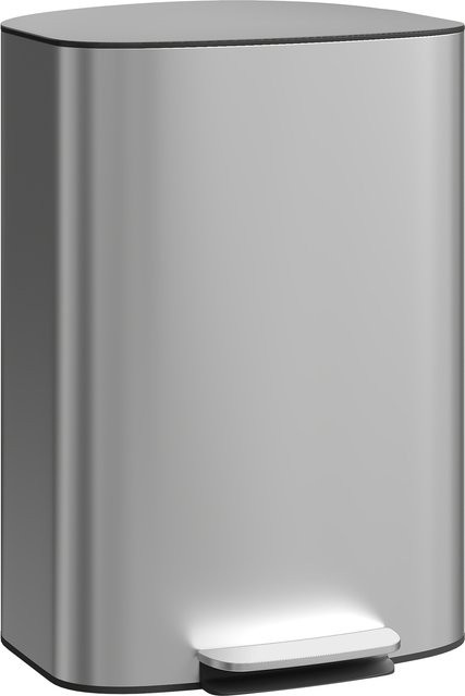 HOMCOM Treteimer aus Edelstahl mit Soft-Close, herausnehmbarem Inneneimer und Geruchsfilter, Grau/Silber, 50 l - Bild 1