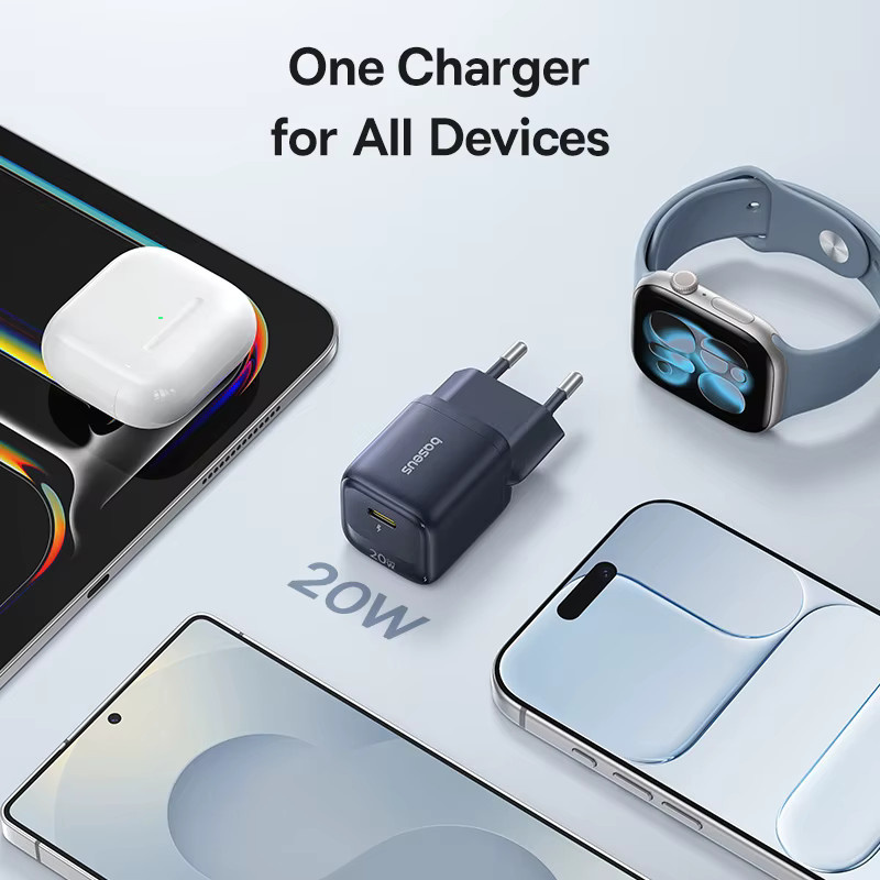 Baseus 20W GaN USB-C Ladegerät mit PD3.0 und QC Schnellladung in Schwarz - Bild 3