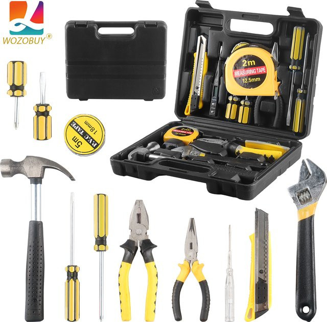 WOZOBUY Haushaltswerkzeug-Set in Blau und Multicolour mit Kunststoff-Werkzeugkasten für Heim- und Autoreparaturen - Bild 1