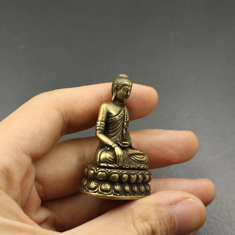 Yiran Furniture Buddha Statue Sakyamuni aus Kupfer in Gold, kleines Ornament für Tischdeko und Auto - Bild 3