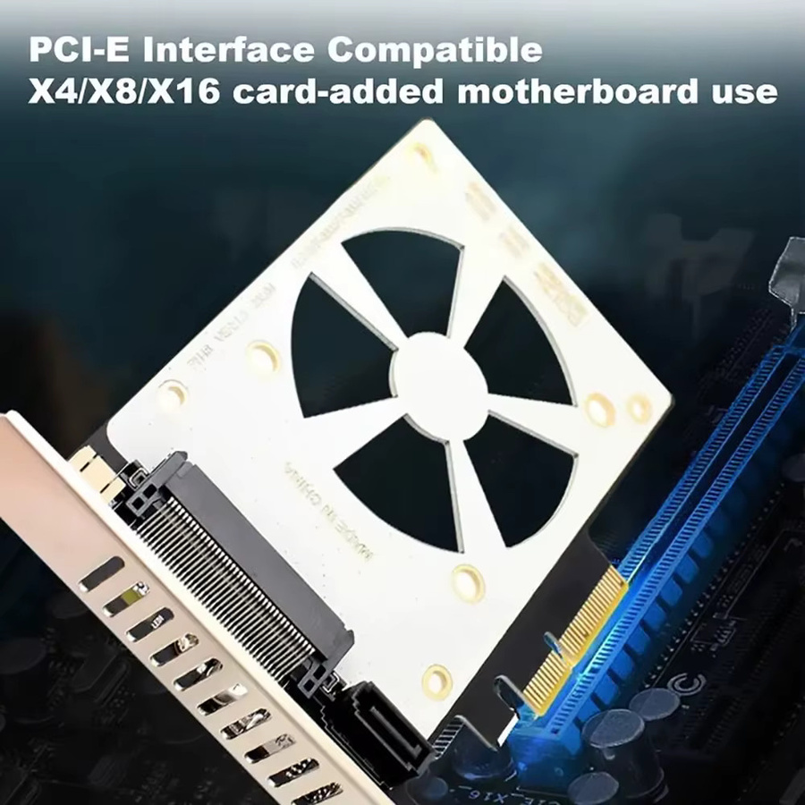 PCIe x4 zu U.2 Gen4 SFF-8639 Host Adapter für M.2 NVMe und NGFF auf 2.5 Zoll SSD Riser Konverter Karte von SZJN - Bild 3