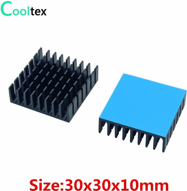 20 Stück Cooltex Aluminium-Kühlkörper in Silber mit wärmeleitendem Klebeband für die Wärmeableitung von elektronischen Schaltungen, B/T/H: 30 x 30 x 10 mm - Bild 1