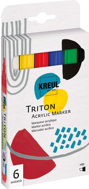 KREUL Triton Acrylic Marker edge 6er-Set Multicolor mit Chisel-Spitze und permanenter Tinte - Bild 1