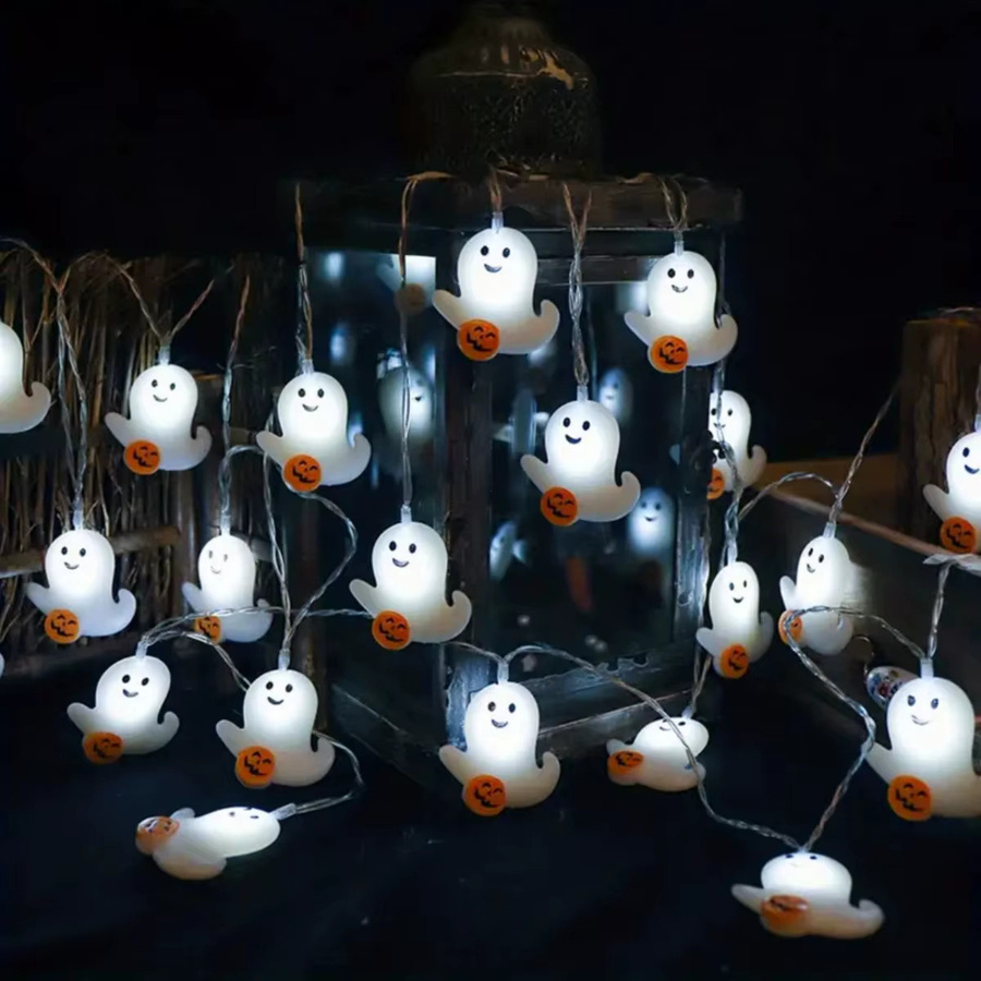 Peach Forest Halloween Mini Ghost LED Lichterkette mit 20 LEDs, weiß, batteriebetrieben - Bild 5