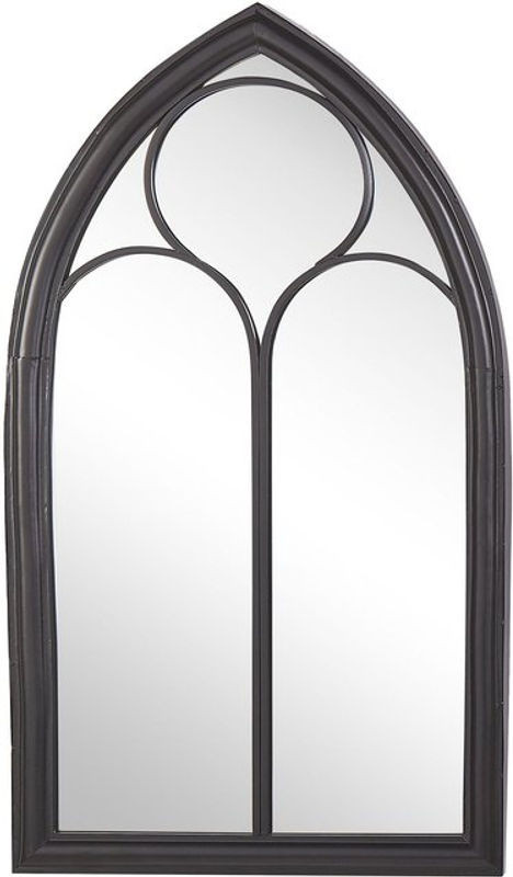 Beliani Wandspiegel in Fensteroptik Schwarz, bogenförmig aus Metall und Glas, B/H: 62 x 113 cm - Bild 1