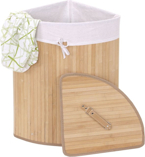 MCW Eckwäschekorb C21 aus Bambus in Naturfarben, B/T/H: 61 x 48 x 35 cm - Bild 1