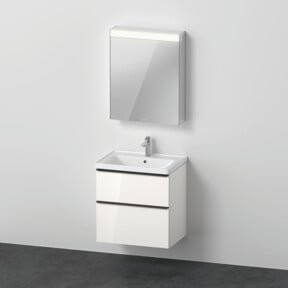 Duravit D-Neo Möbelwaschtisch mit Waschtisch-Unterbau in Weiß Hochglanz, Breite: 65 cm, Tiefe: 48 cm, mit LED-Randlichtfeld und internen Schubladen - Bild 1