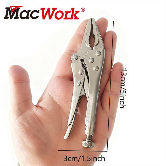 MacWork Mini-Spitzzange aus Metall in Silber, 5 Zoll mit rutschfestem Griff - Bild 1