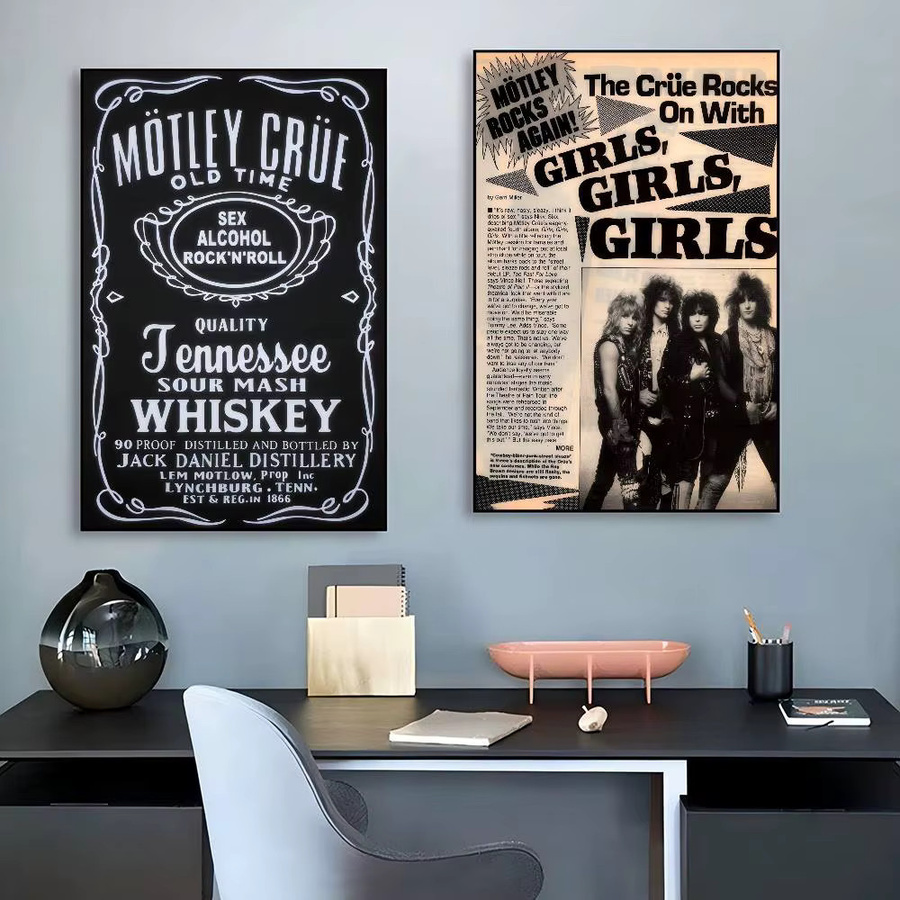 Motley Crue Retro DIY-Klebeposter in Weiß mit nordischem Grafikdesign und Typografie als Wandkunst aus Papier - Bild 2