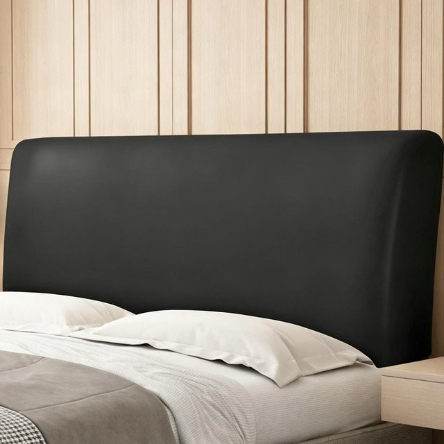 Chongan Bettkopfteilbezug aus elastischem PU-Leder, wasserdicht und ölbeständig, schwarz, Breite: 180 cm - Bild 1