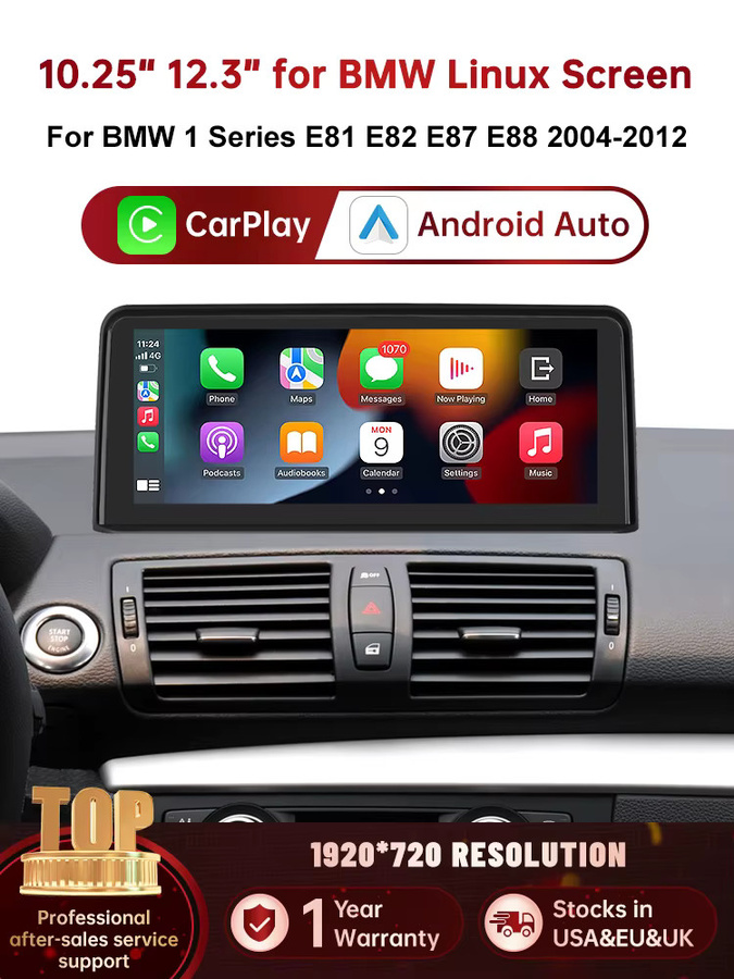 RoadTop CarPlay und Android Auto Multimedia-Displaybildschirm für BMW 1er Serie E81 E82 E87 E88 (2004-2012) in Schwarz - Bild 4