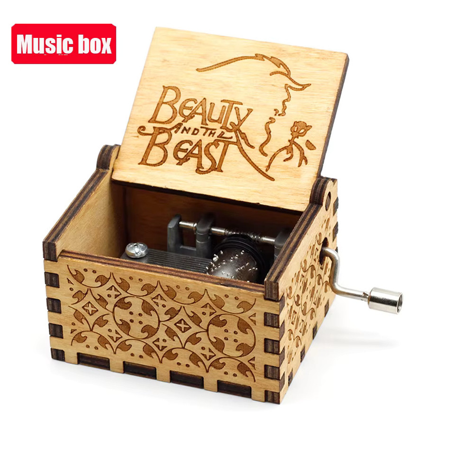 Bandai Antike Holz-Musikbox mit Handkurbel und Schnitzereien für die Weihnachtsdekoration - Bild 3