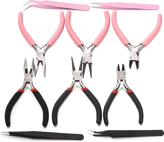 AGCFABS 5-teiliges Schmuck Reparatur Set mit Zangen und Pinzette in Schwarz und Multicolour für DIY Handwerk und Drahtbearbeitung - Bild 1