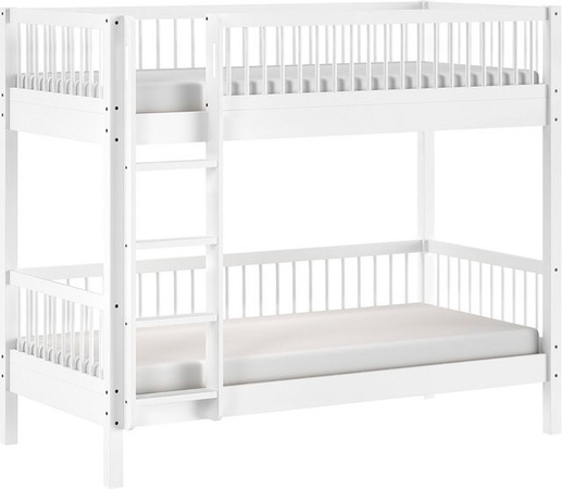 VIPACK Fagus Etagenbett aus massiver Buche in Weiß inklusive Lattenrost, B/T/H: 90 x 200 x 175,4 cm