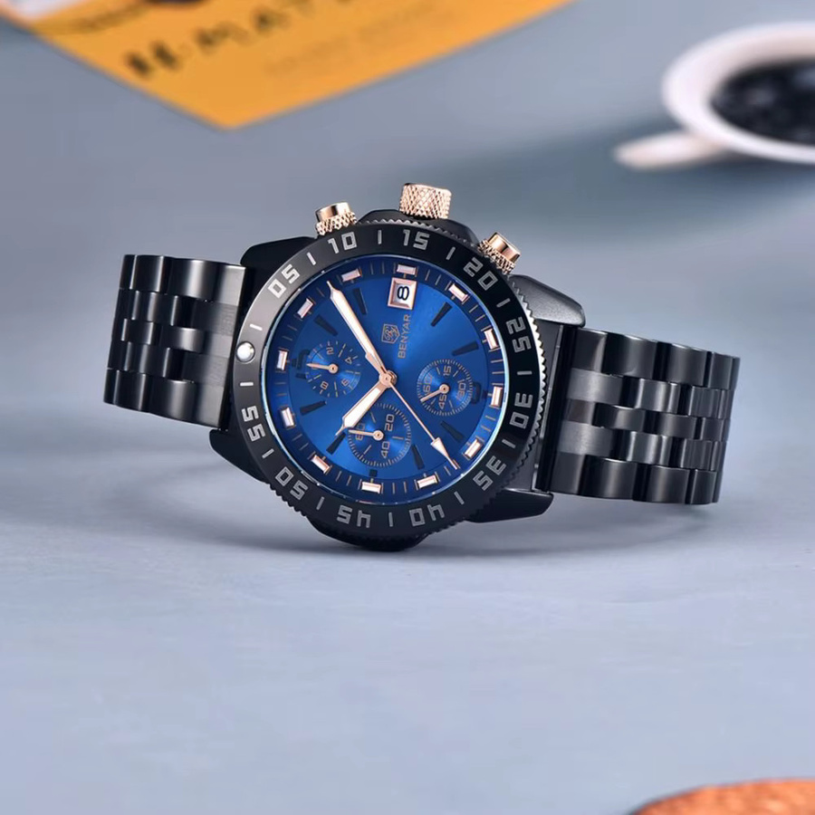 BENYAR Chronograph, Quarz, Edelstahl, Blau, Herren - Bild 2