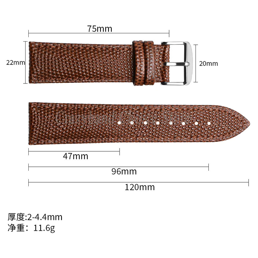 crazyband Uhrenarmband Leder, Eidechsenstruktur, Unisex - Bild 3