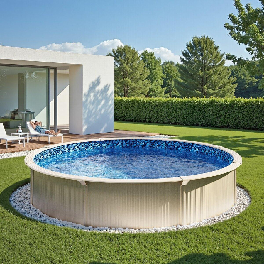 Runder Unibead Poolliner aus Vinyl für Stahlwand-Aufstellpools, Durchmesser: 732 cm, Wandhöhe: 132 cm - Bild 2