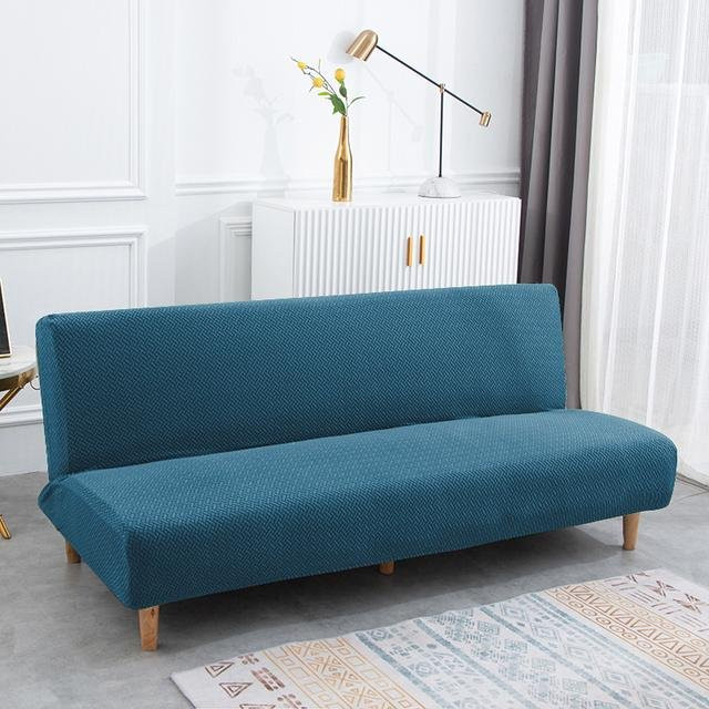 Yiran Furniture Elastischer Jacquard Sofa-Schonbezug in Blau für armlose Sofas und Betten - Bild 1