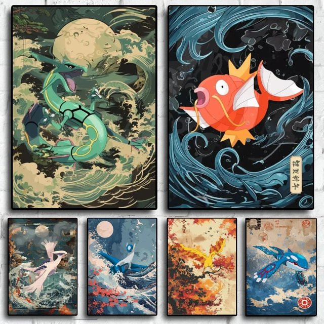 Pokemon Anime Leinwanddruck Wanddekoration für Kinder von TAKARA TOMY - Bild 1