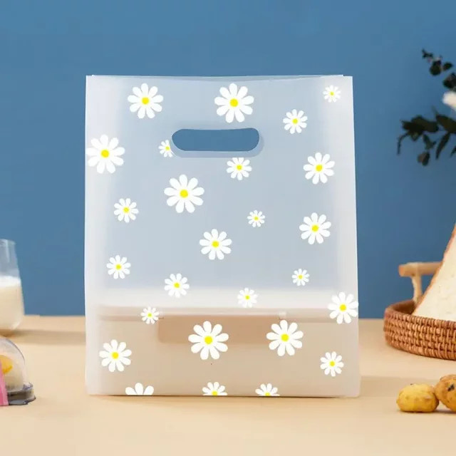 50 Stück transparente Geschenktüten mit Gänseblümchen-Design aus Kunststoff für Hochzeiten, Weihnachten und Feiern - Bild 1