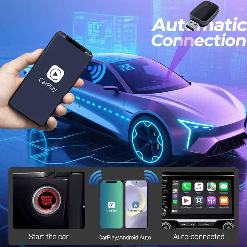 XUDA 2-in-1 Wireless CarPlay und Android Auto Adapter in Schwarz für Nissan, Plug-and-Play Smart Mini Box - Bild 6