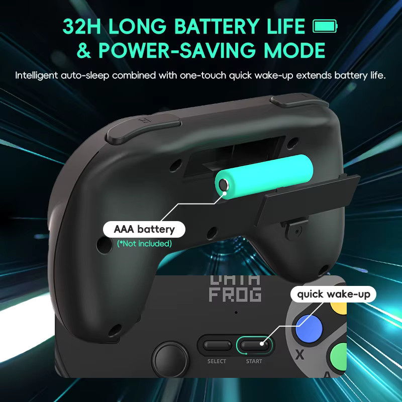 Data Frog PC07 Kabelloser Retro-Spielcontroller mit Dual-USB-Empfänger für 2 Spieler, Plug & Play Gamepad für PC und Android TV Box, Rot und Grün - Bild 2