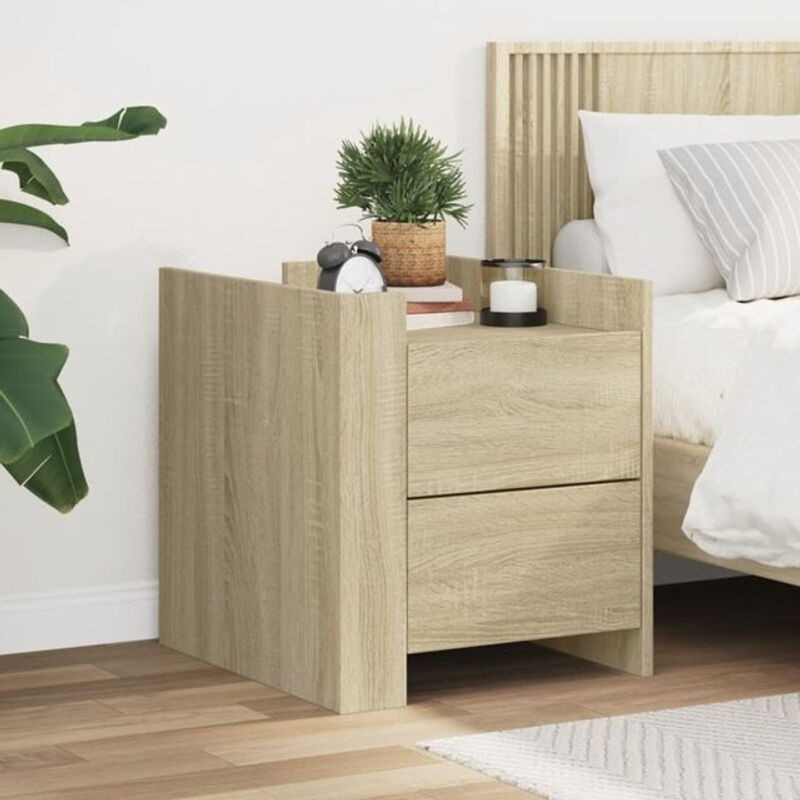 Nachttisch Vidaxl in Sonoma-Eiche Natur Braun aus Holzwerkstoff Modern B/T/H: 50 x 50 x 50 cm - Bild 1