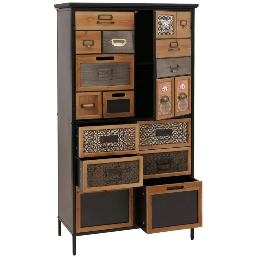 Apothekerkommode MCW-O80 Highboard im Vintage Shabby-Look mit Schubladen, Farbe: natur/bunt, B/T/H: 136 x 35 x 73 cm - Bild 2