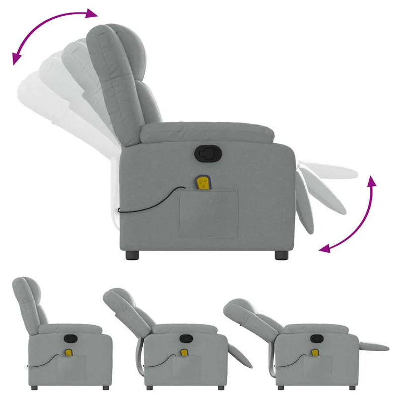Vidaxl Ausklappbarer Massagesessel in Grau mit Stoffbezug im modernen Design - Bild 3