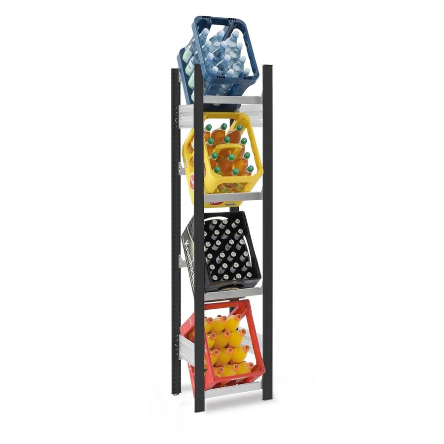PROREGAL Getränkekistenregal Stecksystem T-Profil in Anthrazit/Verzinkt mit 4 Ebenen, H x B x T: 175 x 50 x 30 cm - Bild 2