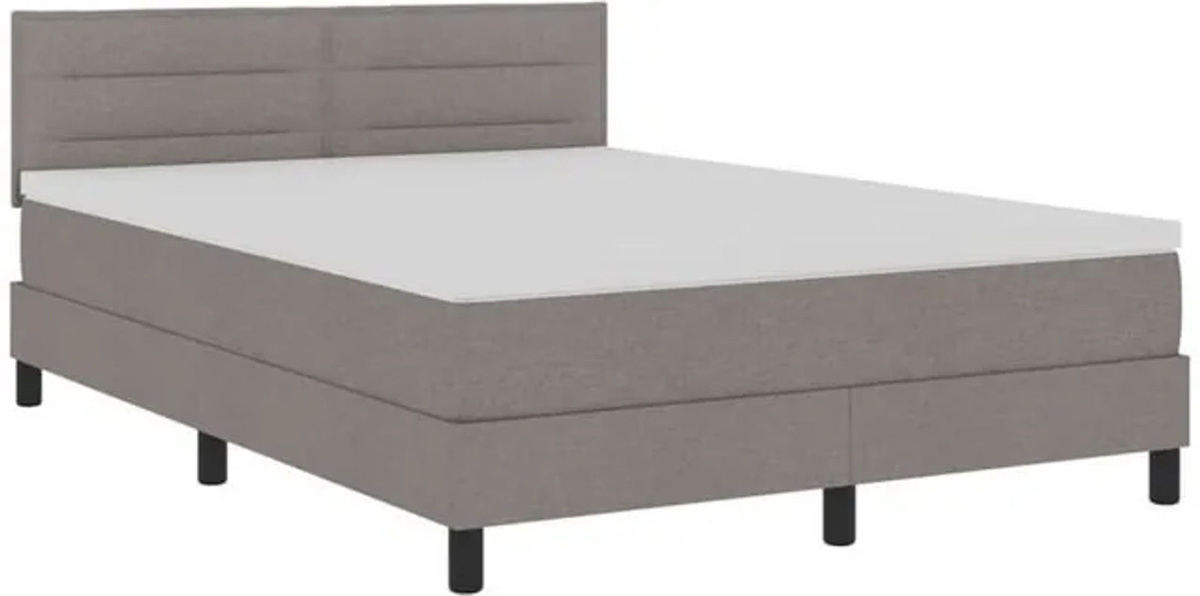 vidaXL Boxspringbett mit Matratze in Taupe meliert, modernes Design aus Stoff, B/T: 140 x 200 cm - Bild 1