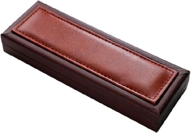 Premium Stiftebox Titanium aus PU-Leder und Metall in Orange - Bild 1