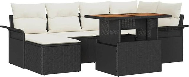 7-teiliges vidaXL Garten-Sofa-Set mit Speicher aus Poly Rattan und Stahl in Schwarz - Bild 1