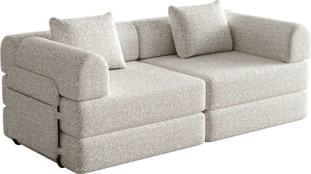 PXloue 2-Sitzer Schlafsofa mit Bettfunktion und Stauraum aus Chenille in Schwarz mit Metallrahmen - Bild 1